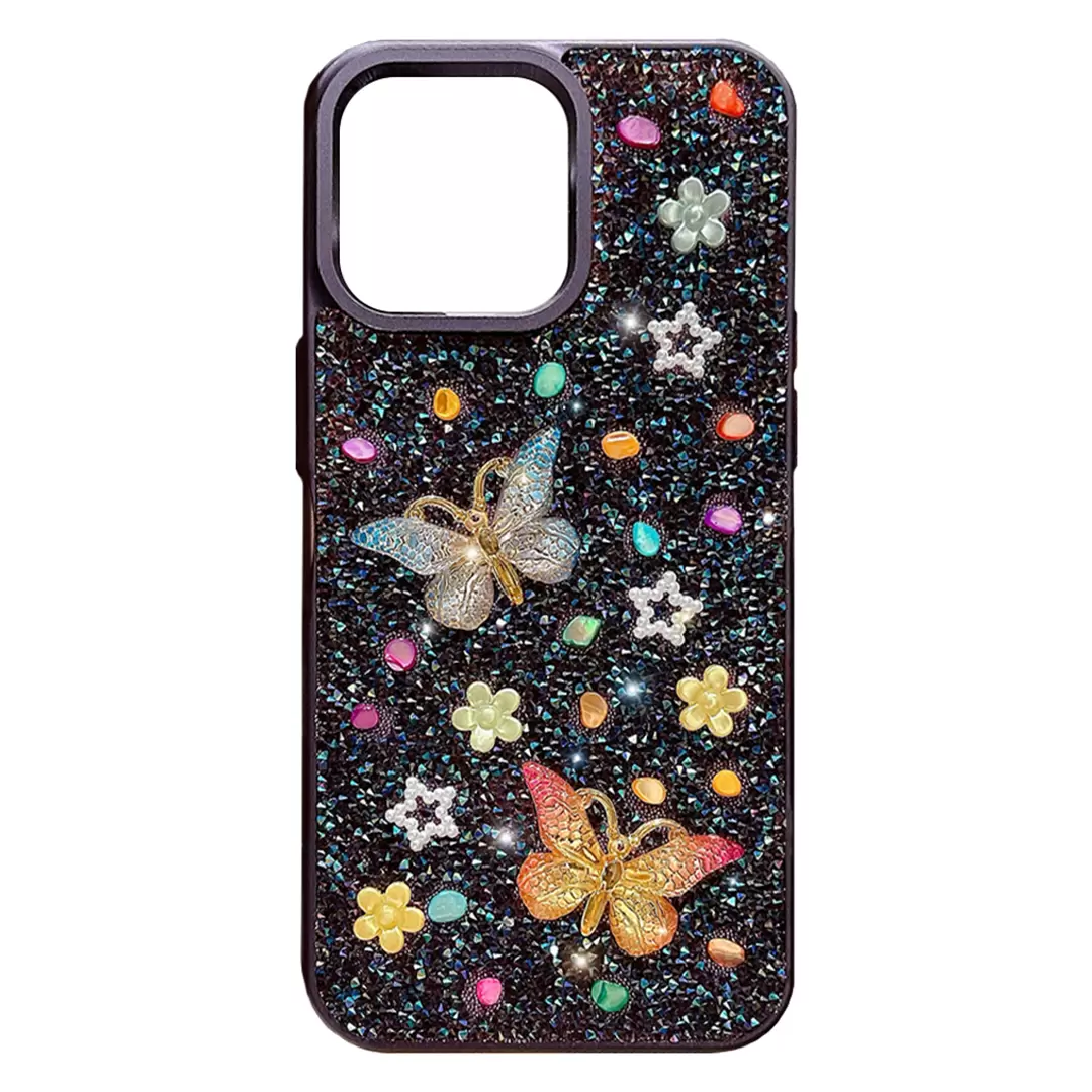 iPhone 11 Butterfly and Diamond Bling Case Dark Purple